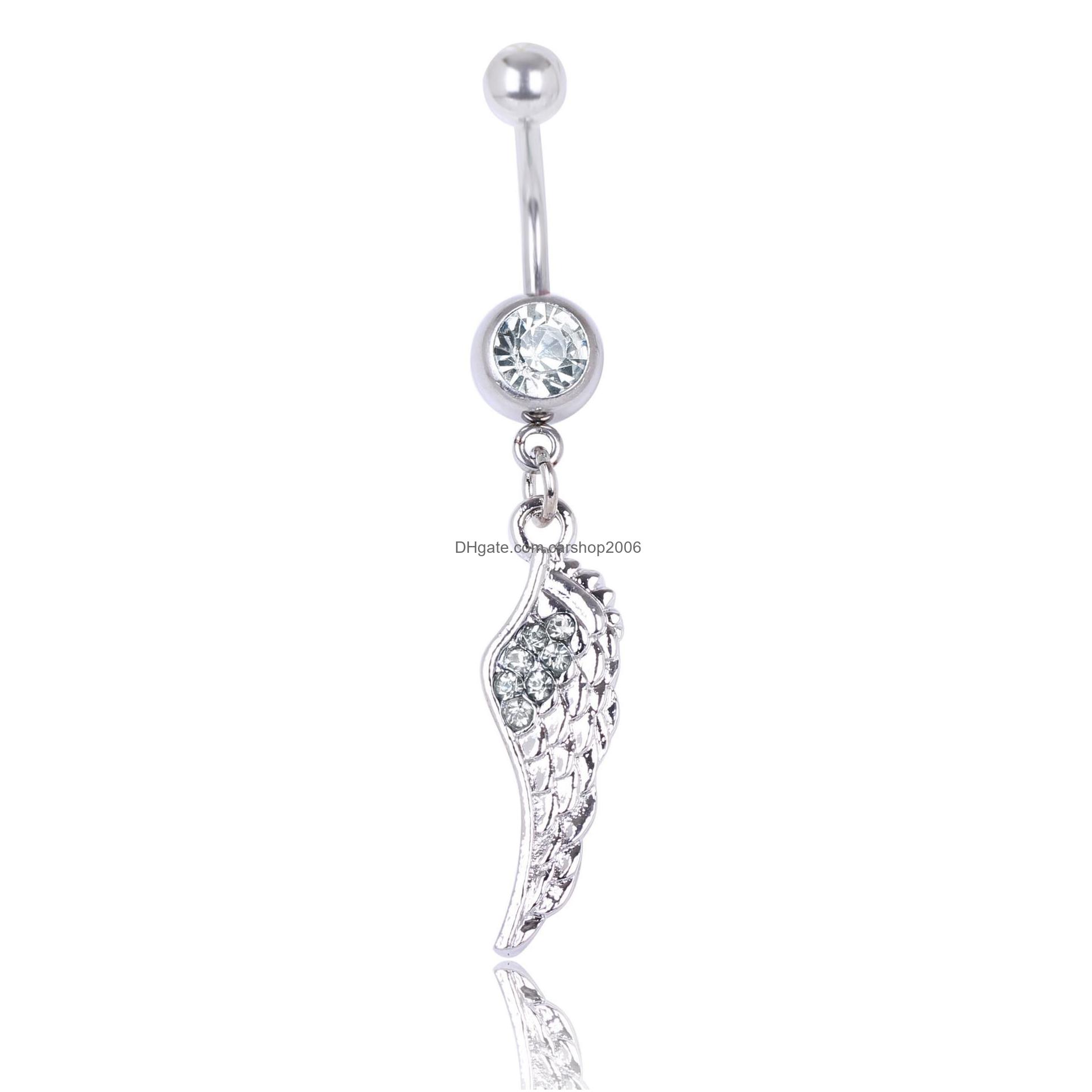 Navel Bell Button Rings Feather Wing Ring Clear Aqua Pink Colors Rhinestone Piercing Body Jewlery 1.6X10X8/5 Belly 3 Drop Delivery Dhbka
Navel Bell Button Rings Feather Wing Ring Clear Aqua Pink Colors Rhinestone Piercing Body Jewlery 1.6X10X8/5 Belly 3 Drop Delivery Dhbka