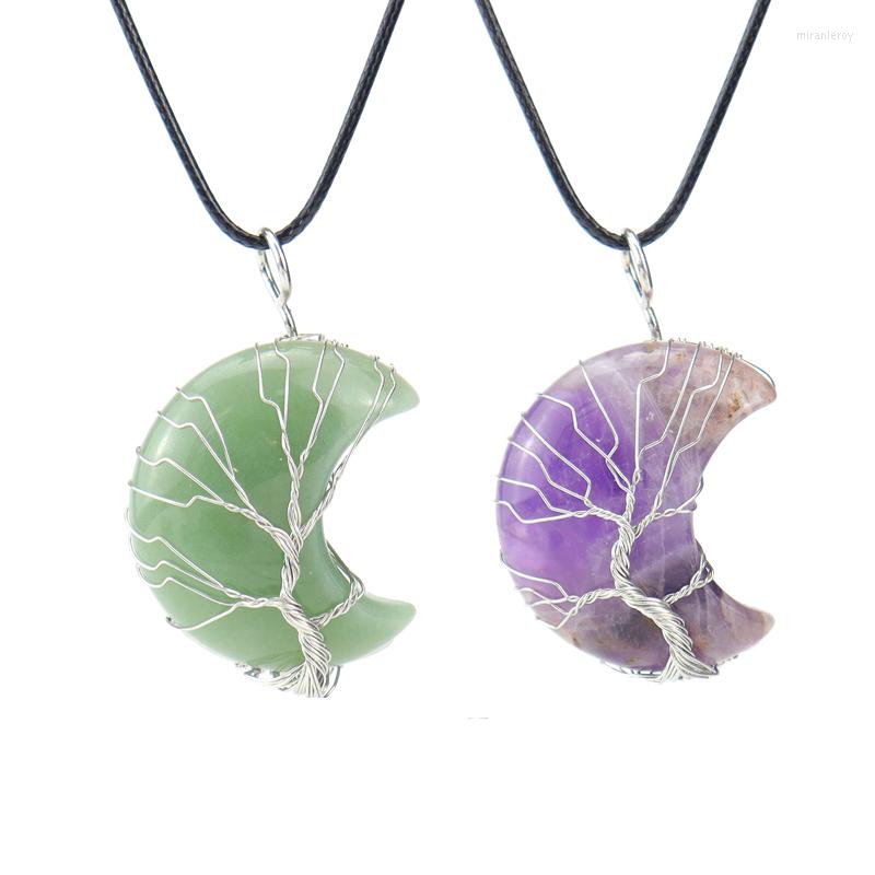 Chains Natural Gem Stone Moon Charm Pendant Healing Crystal Crescent Shape Wire Wrapped Tree Life Necklace N535
Chains Natural Gem Stone Moon Charm Pendant Healing Crystal Crescent Shape Wire Wrapped Tree Life Necklace N535