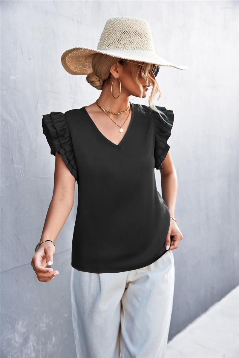 Women' T Shirts 2023 Summer Women T-Shirt Ruffles Butterfly Sleeve Solid Color Sexy V-Neck Black Green Fashion Autumn Femme Blouse Top Tee
Women' T Shirts 2023 Summer Women T-Shirt Ruffles Butterfly Sleeve Solid Color Sexy V-Neck Black Green Fashion Autumn Femme Blouse Top Tee