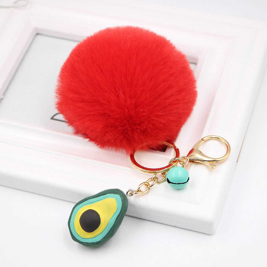 Key Rings Hot selling geometric fruit serve avocado plush decorative bag pendant women's key chain G230525