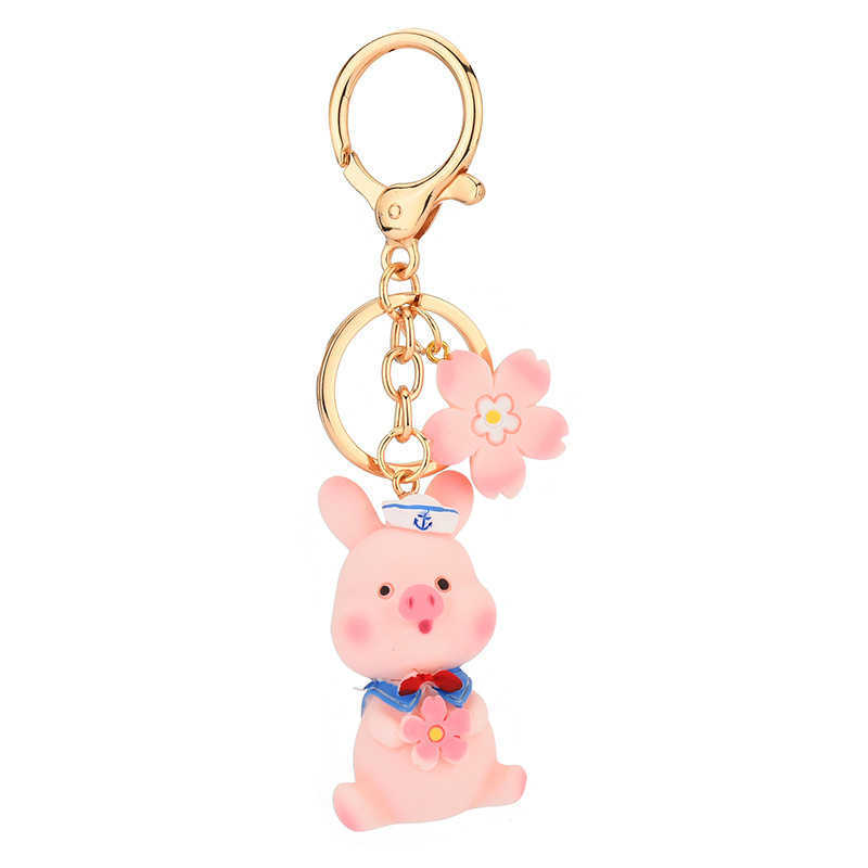Key Rings Cute cherry blossom cartoon carrot flower toy pig female couple backpack pendant car charm keychain gift G230525