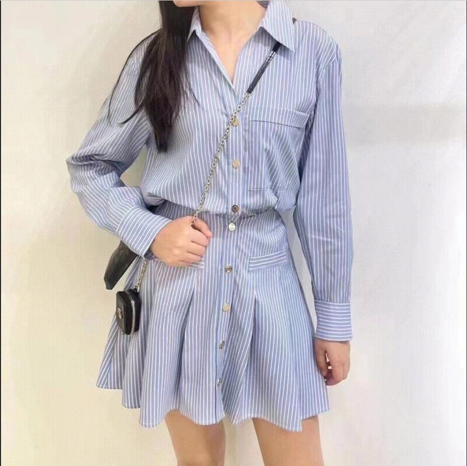 Sandro Shirt Collar Striped Dress New