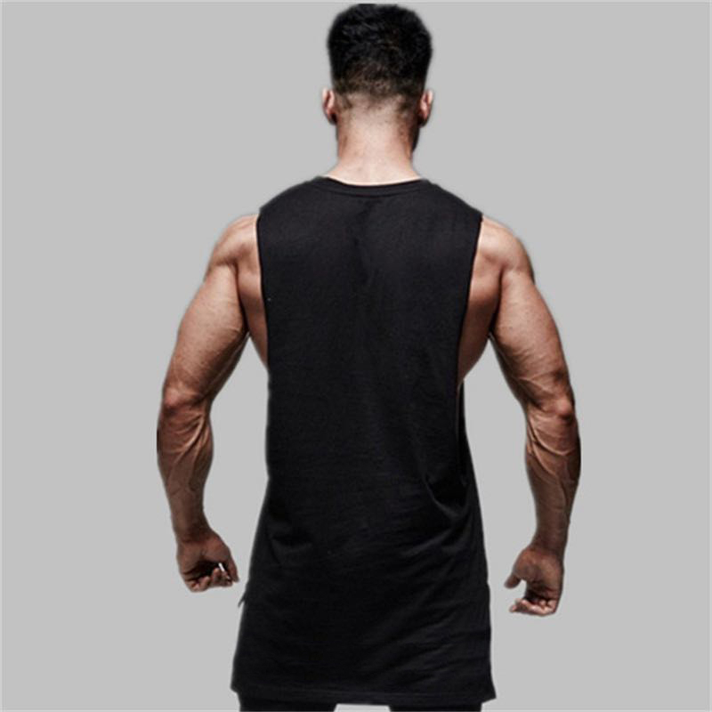 Mens Tank Tops Casual Fashion Top Gym Fitness Workout Cotton Sleeveless Shirt Summer Clothing Male Extend Long Singlet Hip Hop Vest 230524