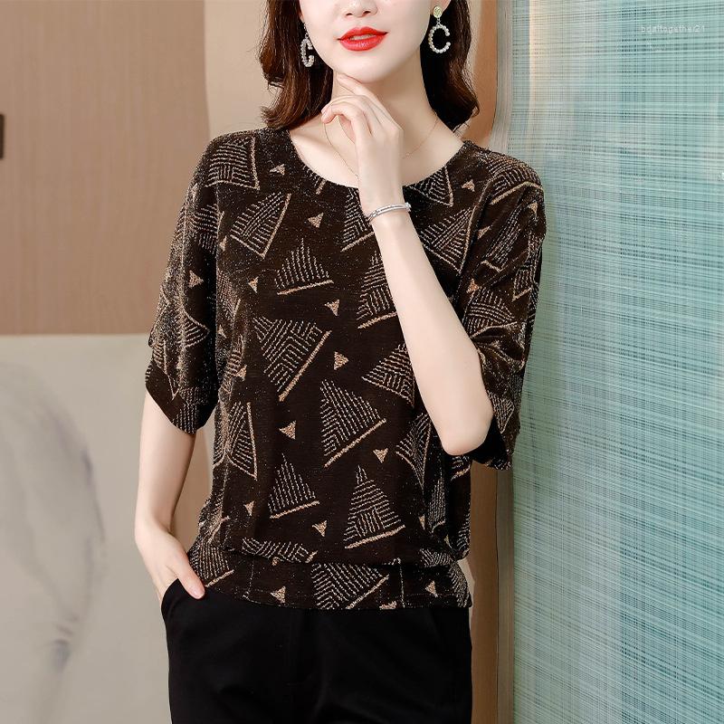 Women's T Shirts #9191 Summer Shiny Sequins Womens Tee Batwing Sleeve Loose Middle Age Women T-shirt Office Lady Gold Silver Blue Red 
Women's T Shirts #9191 Summer Shiny Sequins Womens Tee Batwing Sleeve Loose Middle Age Women T-shirt Office Lady Gold Silver Blue Red