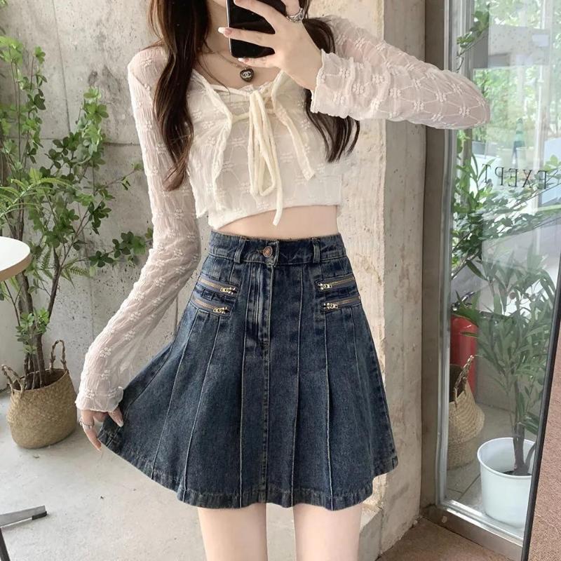 Skirts Cowboy Skirt Women Summer 2023 Korean Fashion Casual Loose Pleated A-line Short Y2k High Waist Slim Vintage Mini, Blue
Skirts Cowboy Skirt Women Summer 2023 Korean Fashion Casual Loose Pleated A-line Short Y2k High Waist Slim Vintage Mini, Blue