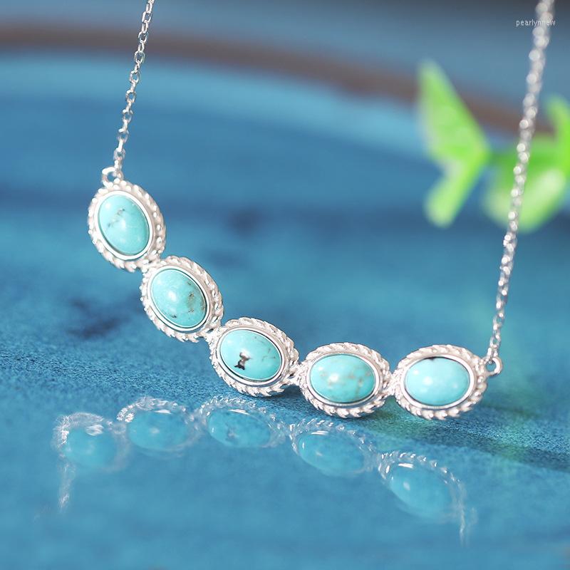 Chains Kinel 925 Sterling Silver Original Certified Natural Turquoise Pendants And Necklaces For Women Vintage Simple Old Make Desgin
Chains Kinel 925 Sterling Silver Original Certified Natural Turquoise Pendants And Necklaces For Women Vintage Simple Old Make Desgin
