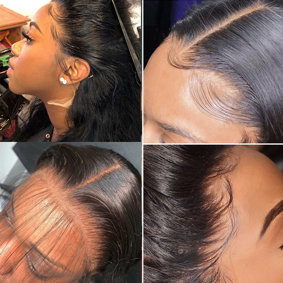 Brazilian Straight Full Front Human Hair Pre Plucked 360 HD Transparent Lace Frontal Wigs For Women Natural Black /Brown/Red/White Synthetic Wig