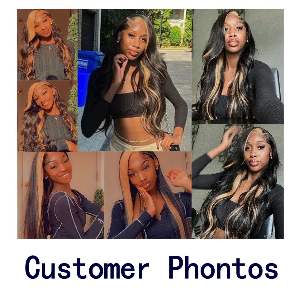 Long Body Wave Highlights Blonde Wig 13x4 Lace Front Human Hair Wig Transparent Lace Wigs Synthetic For Black Women With Baby Hair
