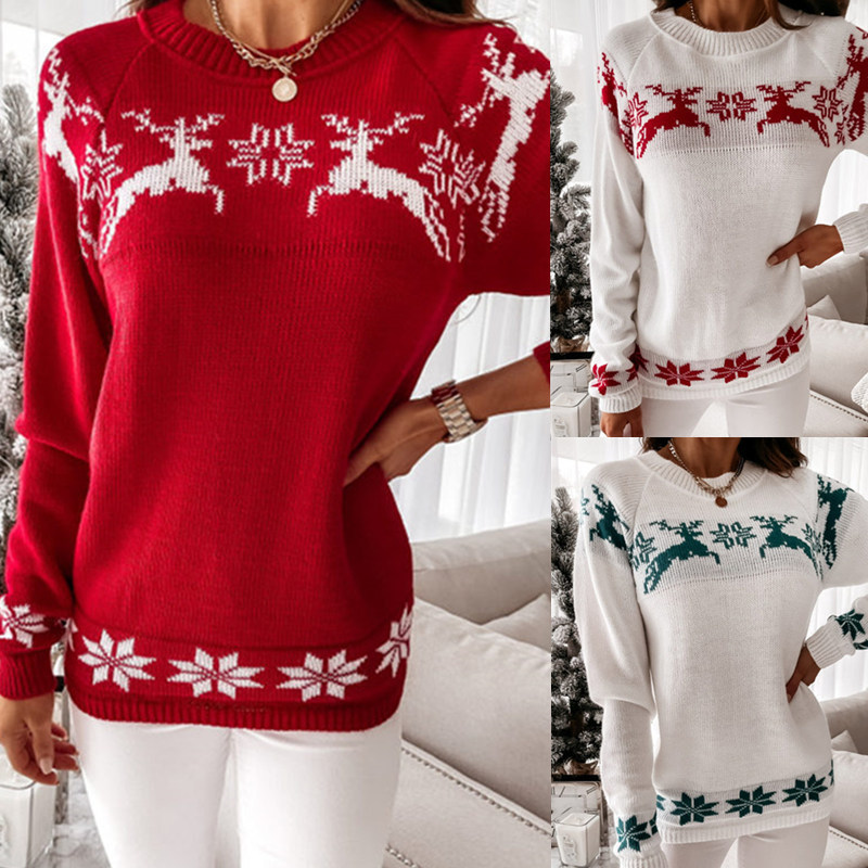 Casual Womens Sweaters Crew Neck Loose Long Sleeve Elk Snowflake Christmas Knitted Sweater Three Styles Winter Wear, Green
Casual Womens Sweaters Crew Neck Loose Long Sleeve Elk Snowflake Christmas Knitted Sweater Three Styles Winter Wear, Green