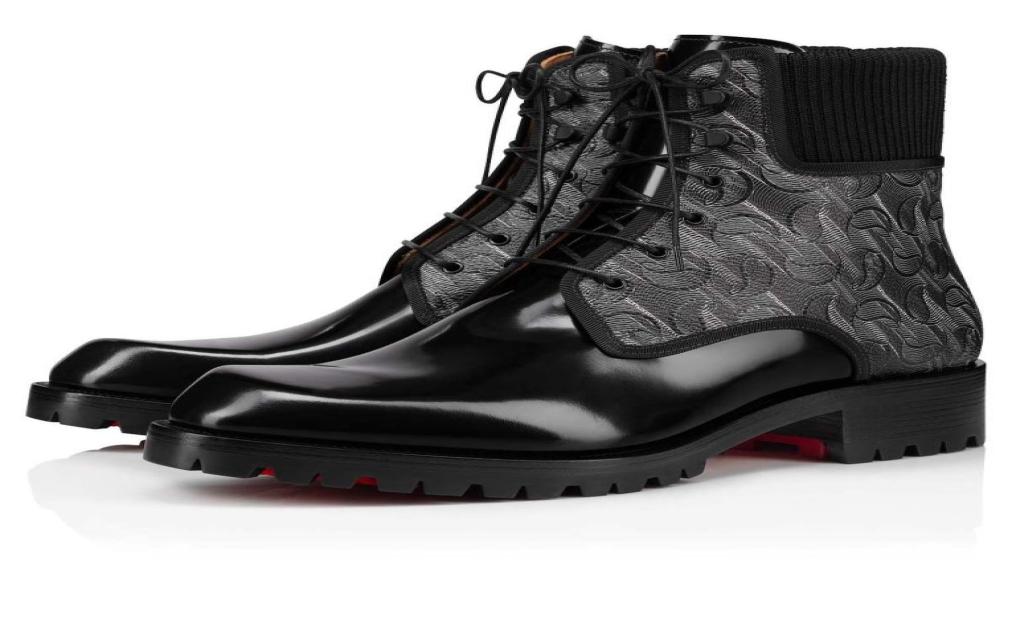 Red botom Men ankle Boot platform lug rubber sole Trapman black knitted and calf leather lace up outdoor footwear trainers 38473369658, Beige
Red botom Men ankle Boot platform lug rubber sole Trapman black knitted and calf leather lace up outdoor footwear trainers 38473369658, Beige