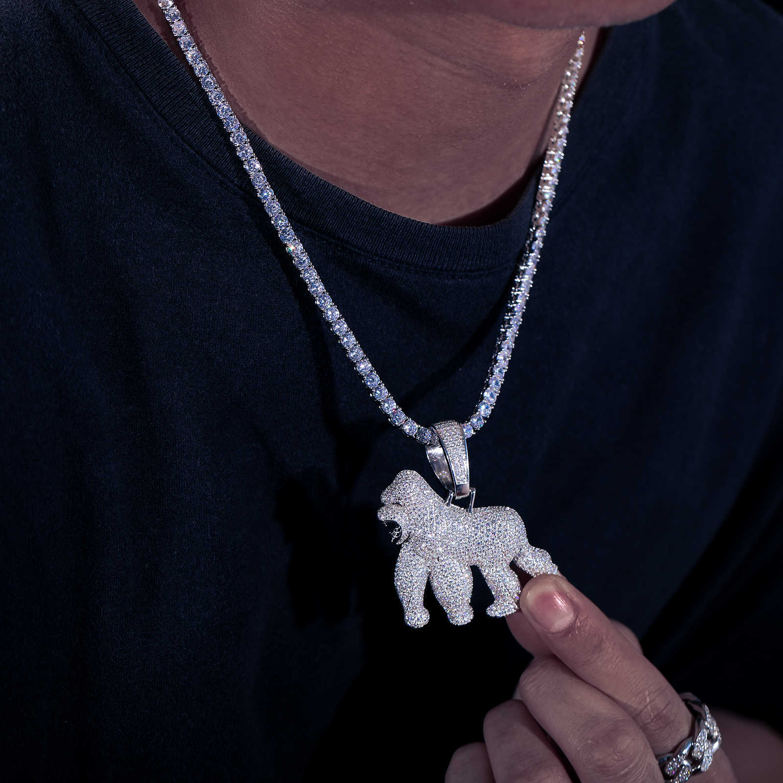 necklace moissanite chain Full VVS Iced Out Gorilla Pendant Bg Sterg Sier Pass Dia Test Hiphop Jewelry For Men