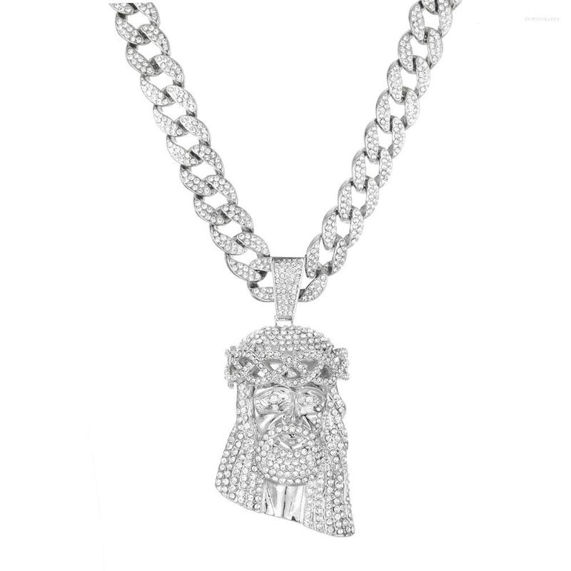 Chains Men Hip Hop Jesus Pendant Cuban Chain Necklace Out Paved Full Shining Crystal Head Face Charm Necklaces Jewelry
Chains Men Hip Hop Jesus Pendant Cuban Chain Necklace Out Paved Full Shining Crystal Head Face Charm Necklaces Jewelry