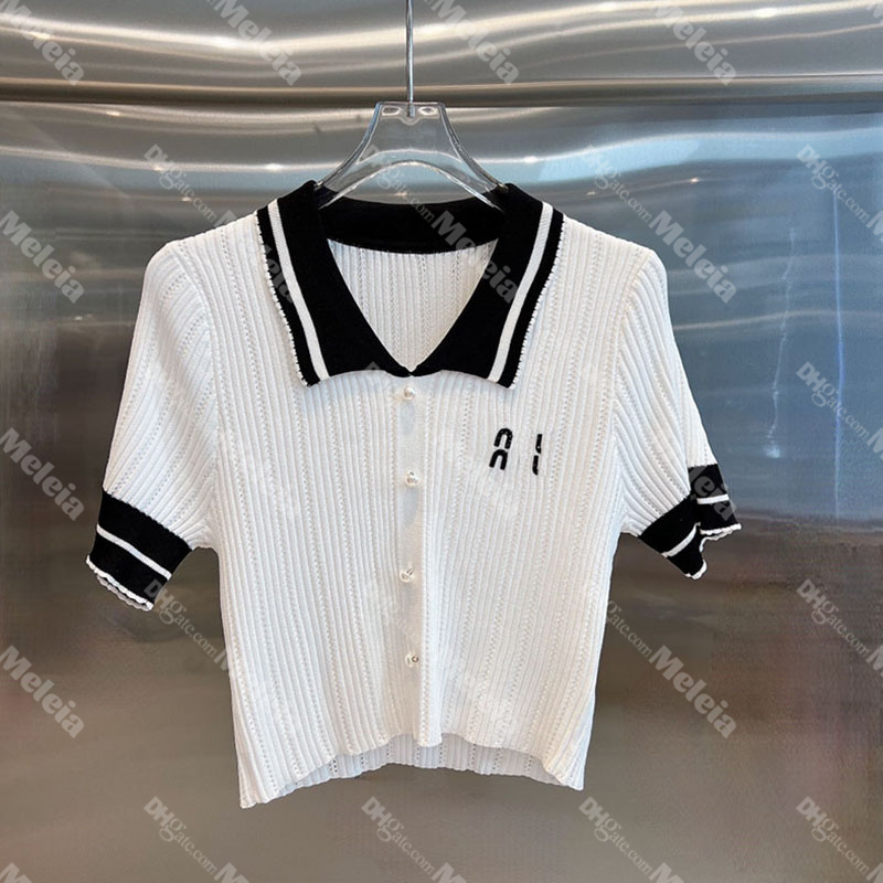 Embroidery Letter Knits for Women Lapel Neck Knitted Tees Striped Womens Tops Outdoor Short Sleeve Lady T Shirts, White
Embroidery Letter Knits for Women Lapel Neck Knitted Tees Striped Womens Tops Outdoor Short Sleeve Lady T Shirts, White