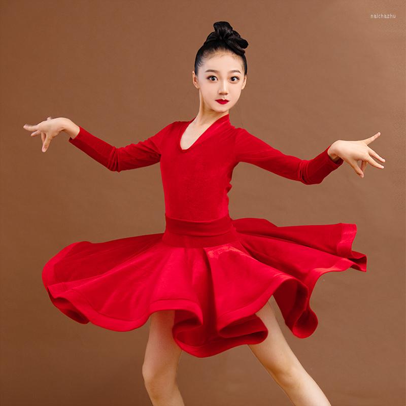 Stage Wear Children Latin Dance Dress Girls Autumn Winter Long Sleeve Velvet Standard Competition Professional, Rose red
Stage Wear Children Latin Dance Dress Girls Autumn Winter Long Sleeve Velvet Standard Competition Professional, Rose red