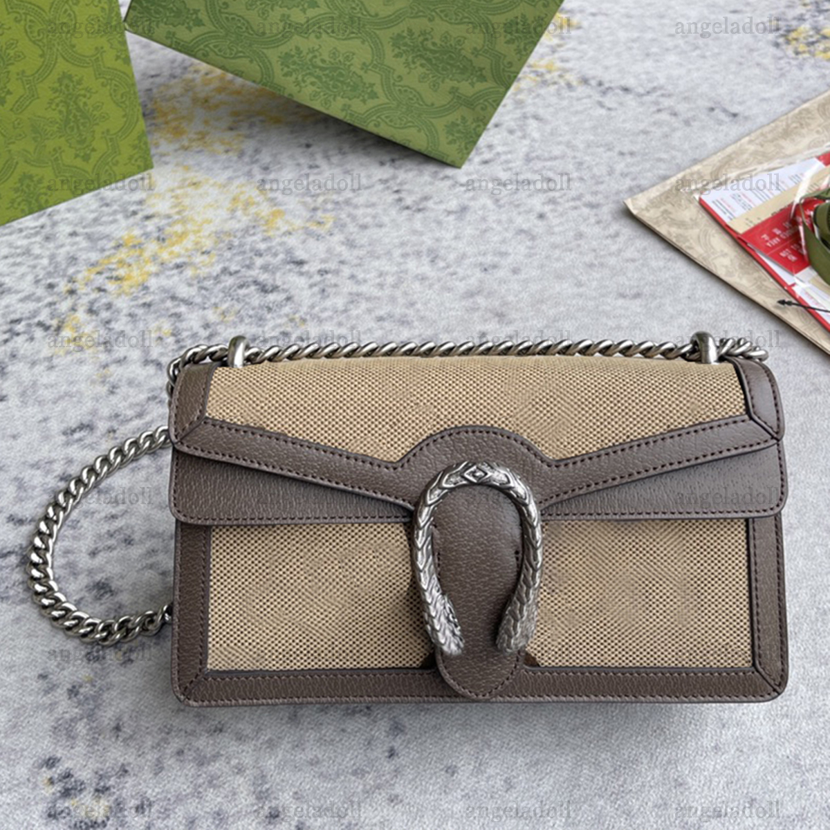 10A Mirror Quality Designers Tiger Head Flap Bag 25cm Womens Canvas Purse Jumbo Letters Brown Leather Trim Handbag Crossbody Shoulder Silver Chain Bag With Box, #1
10A Mirror Quality Designers Tiger Head Flap Bag 25cm Womens Canvas Purse Jumbo Letters Brown Leather Trim Handbag Crossbody Shoulder Silver Chain Bag With Box, #1
