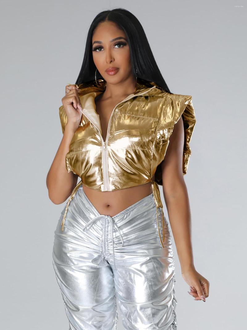 Women' Vests Women Fall Winter Cropped Gilded Cotton Vest Tops Hooded Jackets Side Leak Sleeveless Bandage Tank Bubble Coats Zipper
Women' Vests Women Fall Winter Cropped Gilded Cotton Vest Tops Hooded Jackets Side Leak Sleeveless Bandage Tank Bubble Coats Zipper