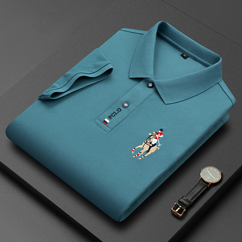 Men's Polos Fashion Embroidery Polo Shirt Men's Short Sleeved T-shirt Summer Solid Color Lapel Casual Half Sleeve Polo Shirt 230525