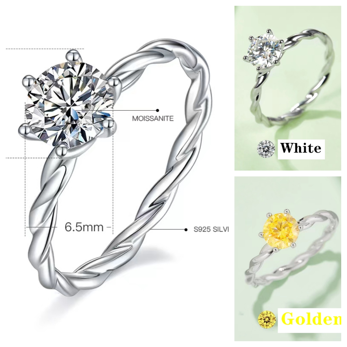Moissanite Female Ring Wedding Engagement Ring Band Rings 925 Sterling Silver Rings Ring for Women Birthday Gift with Jewelry love forever Straight ar