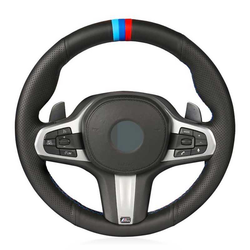 Steering Wheel Covers DIY Black Genuine Leather Suede Car Steering Wheel Cover for BMW M Sport G30 G31 G32 G20 G21 X3 G01 X4 G02 X5 G05 G14 G15 G16 G2