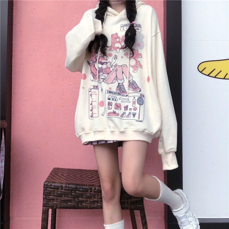Anime My Melody Long sleeve Casual Hoodie Sweatshirt Girl Cute Loose Pullover Pink and White, Customize
Anime My Melody Long sleeve Casual Hoodie Sweatshirt Girl Cute Loose Pullover Pink and White, Customize