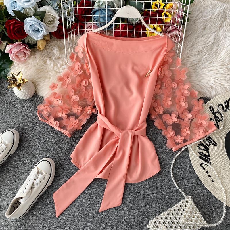 Women's Blouses 2023 Summer Women Fashion Solid Slash Neck Appliques Bandage Loose Chiffon Blouse Floral Sleeve Casual Shirts, Black
Women's Blouses 2023 Summer Women Fashion Solid Slash Neck Appliques Bandage Loose Chiffon Blouse Floral Sleeve Casual Shirts, Black
