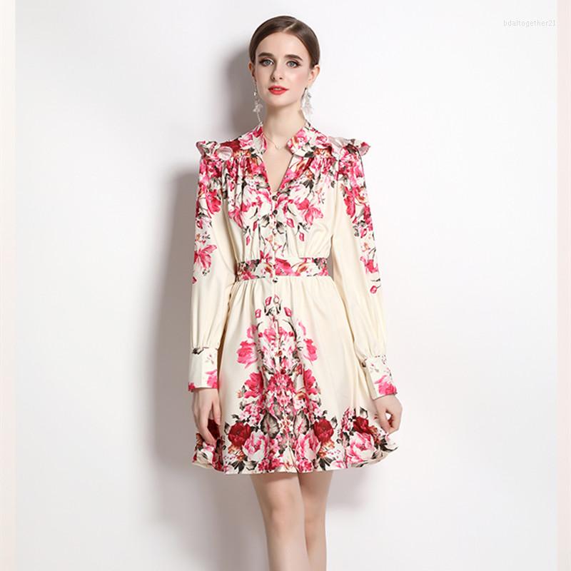 Casual Dresses Women Spring Autumn Print Short Dress Runway Elegant V-Neck Long Lantern Sleeve Femme Single Breasted High Waist Party, Picture color
Casual Dresses Women Spring Autumn Print Short Dress Runway Elegant V-Neck Long Lantern Sleeve Femme Single Breasted High Waist Party, Picture color