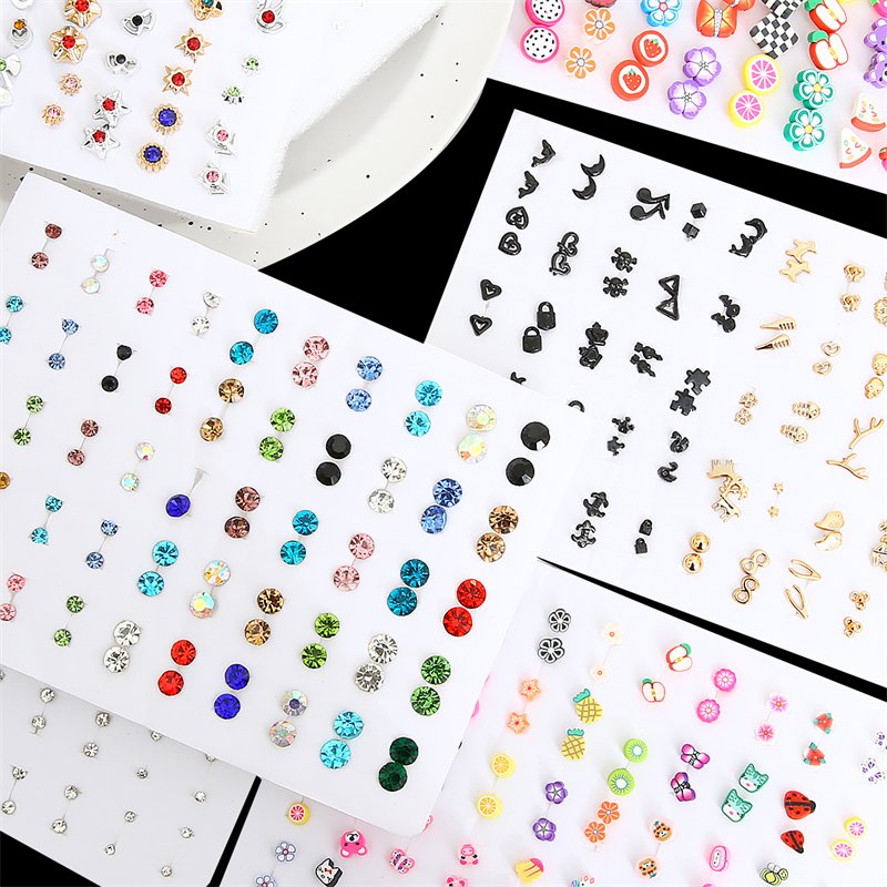 Mixed Rhinestone Small Earrings Plastic Flowers Moon Heart Star Moon Ear Stud Earrings Set For Women Lady Piercing Jewelry
Mixed Rhinestone Small Earrings Plastic Flowers Moon Heart Star Moon Ear Stud Earrings Set For Women Lady Piercing Jewelry