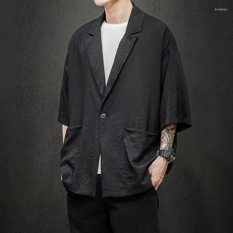 Men's Suits Summer Thin Suit Jacket Men Clothing Japanese Seven-point Sleeve Solid Color Loose Couple Tops Casual Terno Masculino, Black.
Men's Suits Summer Thin Suit Jacket Men Clothing Japanese Seven-point Sleeve Solid Color Loose Couple Tops Casual Terno Masculino, Black.