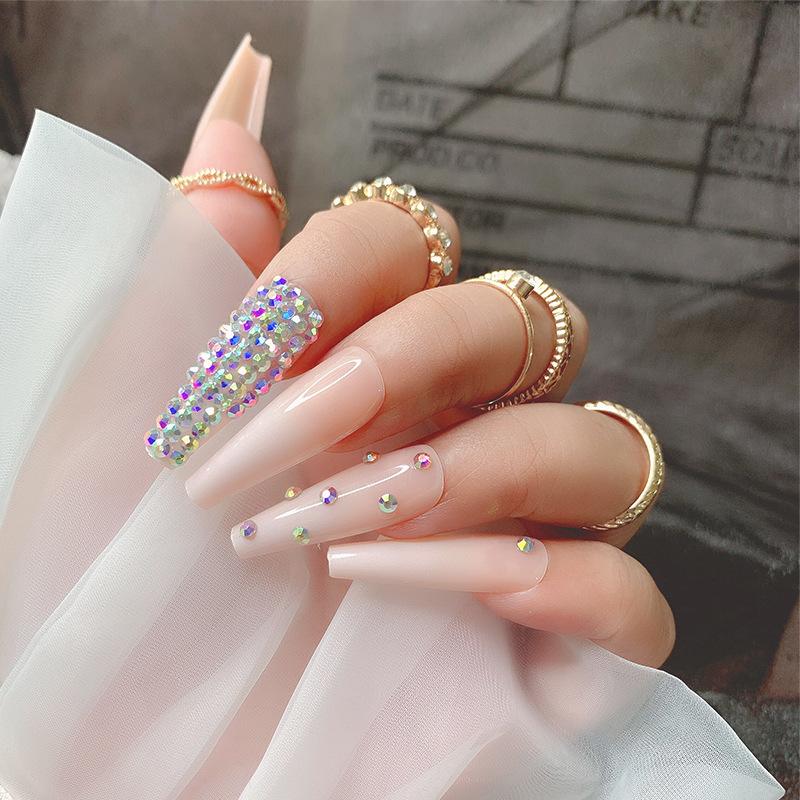 False Nails 24pcs/Set Est Long Coffin Fake Luxury Full Rhinestone Decal Artificial Ballerina Nail Accessory Art Tips Press On, Pink
False Nails 24pcs/Set Est Long Coffin Fake Luxury Full Rhinestone Decal Artificial Ballerina Nail Accessory Art Tips Press On, Pink