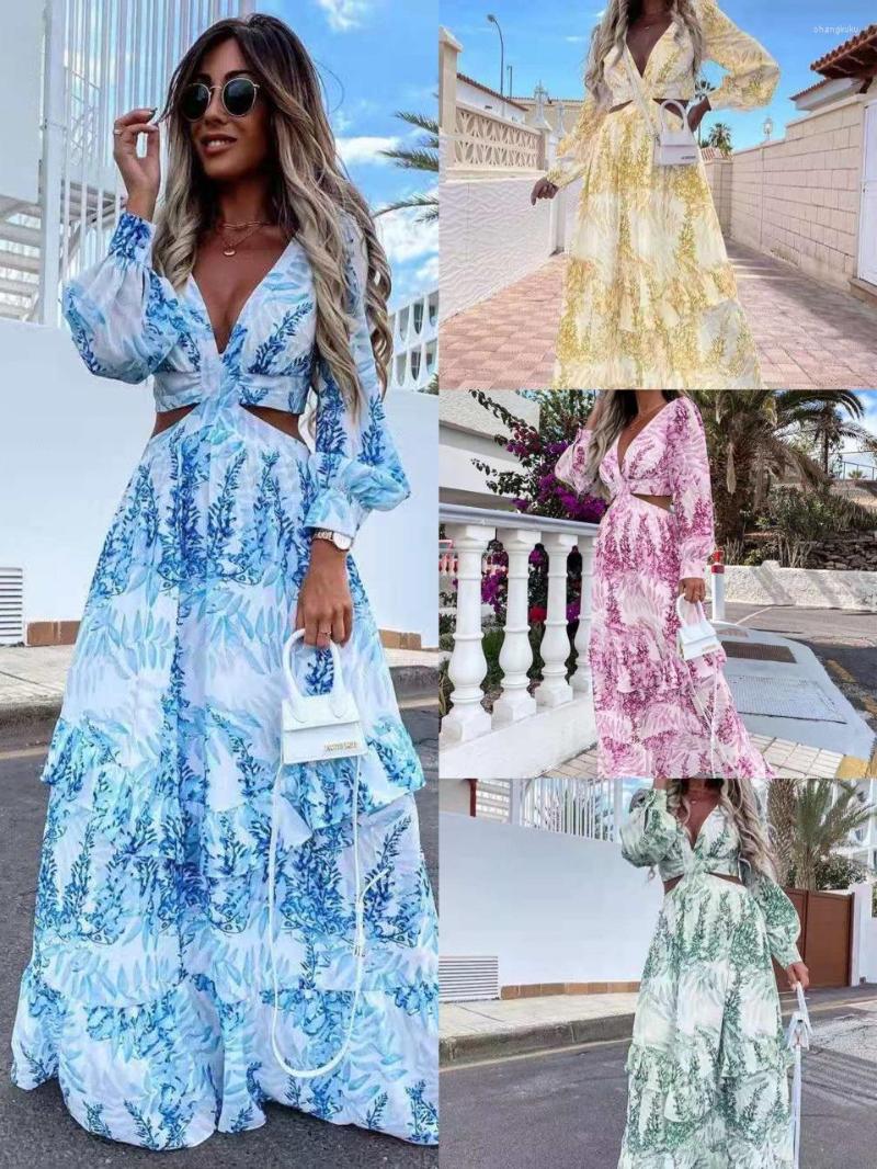 Casual Dresses Women Dress Summer's Long-sleeved Printed Hollowed Out Long Temperament V-neck Slim Sexy Fashion, Light green
Casual Dresses Women Dress Summer's Long-sleeved Printed Hollowed Out Long Temperament V-neck Slim Sexy Fashion, Light green