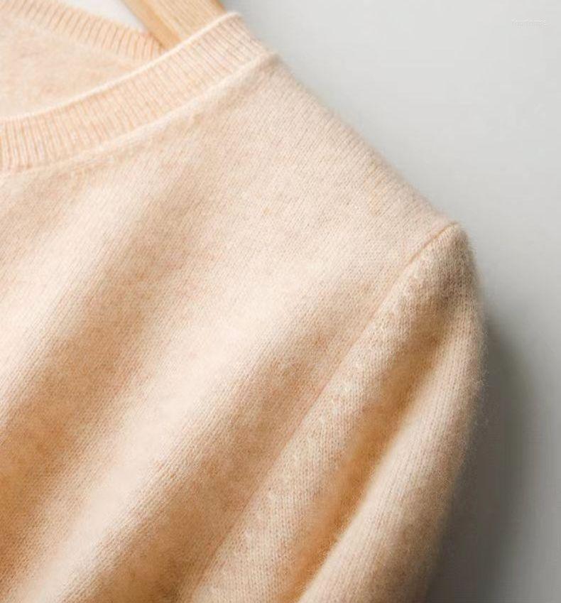 Women's Cashmere Wool Knitted Pullover Sweater Crew Neck Elegant Long Sleeve Casual Jumper For Autumn Winter B4