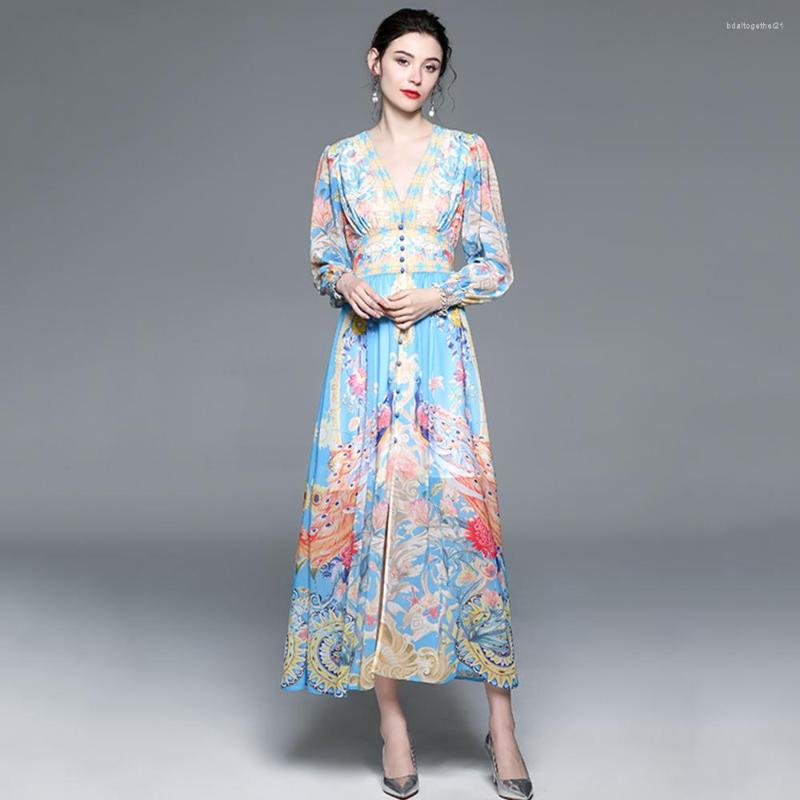 Casual Dresses 2023 Fashion Women Holiday Style Flower Printing Long Sleeve V-Neck Single Breasted Bohemain Chiffon Female Maxi Robes A1199, 1199
Casual Dresses 2023 Fashion Women Holiday Style Flower Printing Long Sleeve V-Neck Single Breasted Bohemain Chiffon Female Maxi Robes A1199, 1199