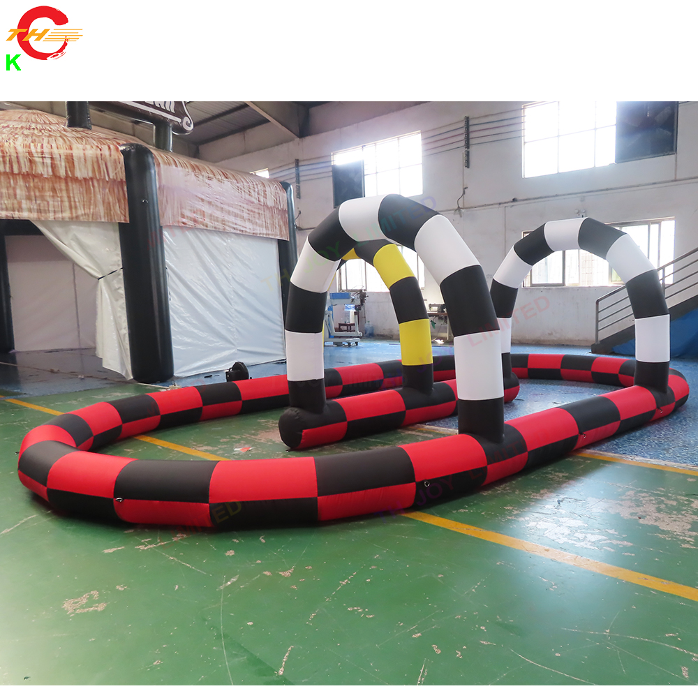 Free Ship Outdoor Activities 7x4m small kids Didi Car Swing cars Inflatable Race Track Game Toys for sale