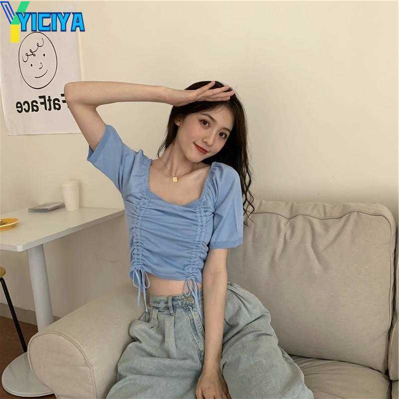 YICIYA Women's T Shirts Female Korean Harajuku Ins Loose Drawstring Retro T-shirt Women's T-shirts Tops Japanese Kawaii Ladies Ulzzang Clothes, Sky blue
YICIYA Women's T Shirts Female Korean Harajuku Ins Loose Drawstring Retro T-shirt Women's T-shirts Tops Japanese Kawaii Ladies Ulzzang Clothes, Sky blue