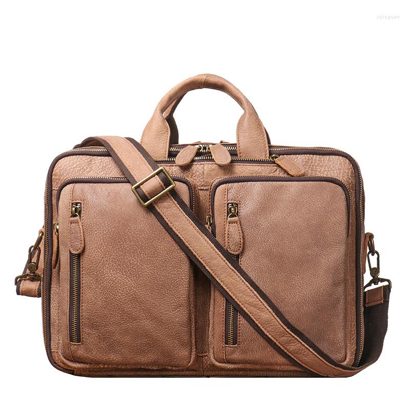 Briefcases Multifunctional Men Real Cow Leather 14'' Laptop Business Male Shoulder Bags For Document Computer Office Backpack, Brown
Briefcases Multifunctional Men Real Cow Leather 14'' Laptop Business Male Shoulder Bags For Document Computer Office Backpack, Brown