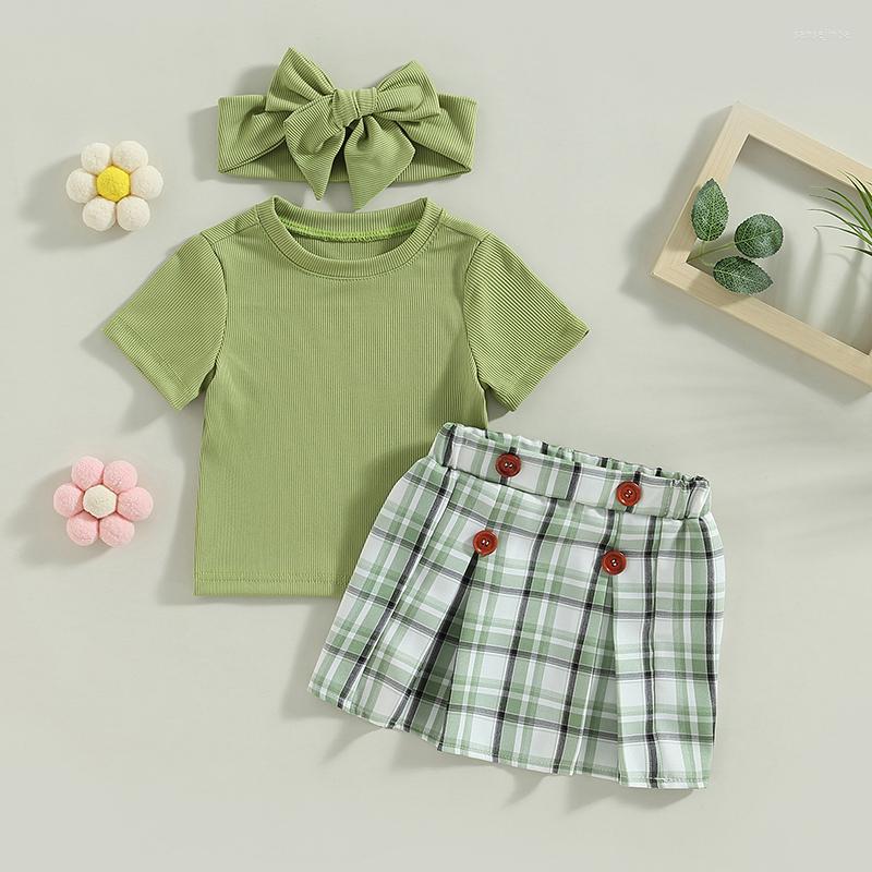 Clothing Sets Infant Born Baby Girl Clothes Summer Toddler Short Sleeve Crew Neck T-shirt With Plaid Skirt And Headband 3Pcs Outfits, Picture shown
Clothing Sets Infant Born Baby Girl Clothes Summer Toddler Short Sleeve Crew Neck T-shirt With Plaid Skirt And Headband 3Pcs Outfits, Picture shown
