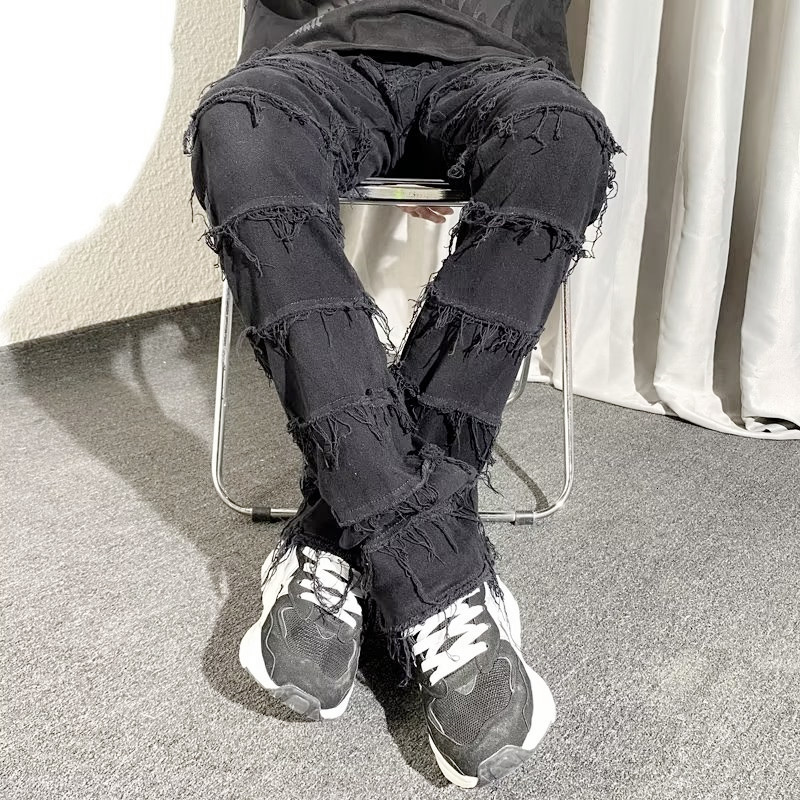 Men's Jeans Grunge Clothes Y2K Streetwear Stacked Slim Jeans Flared Pants Men Black Hip Hop Straight Women Long Trousers Pantalon Homme 230524