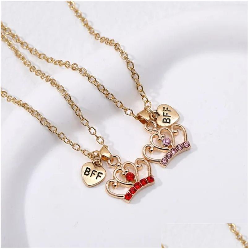 Pendant Necklaces Fashion Red Rhinestone Crown Gold Plated Necklace Alloy South American Friends Bff Heart Childrens Jewelry For Gir Dhwl5
Pendant Necklaces Fashion Red Rhinestone Crown Gold Plated Necklace Alloy South American Friends Bff Heart Childrens Jewelry For Gir Dhwl5