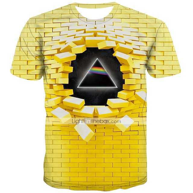 Mens T-Shirt Tee Optical Illusion Crew Neck Round Neck Green Purple Light Green Rosy Pink Dark Purple 3D Print Plus Size Casual Daily Short Sleeve Clo