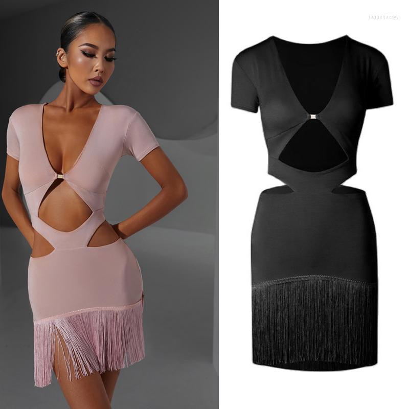 Stage Wear 2023 Deep V Latin Dance Dress For Women Short Sleeves Fringed Dresses Adults Ballroom Competition SL8334, Black
Stage Wear 2023 Deep V Latin Dance Dress For Women Short Sleeves Fringed Dresses Adults Ballroom Competition SL8334, Black