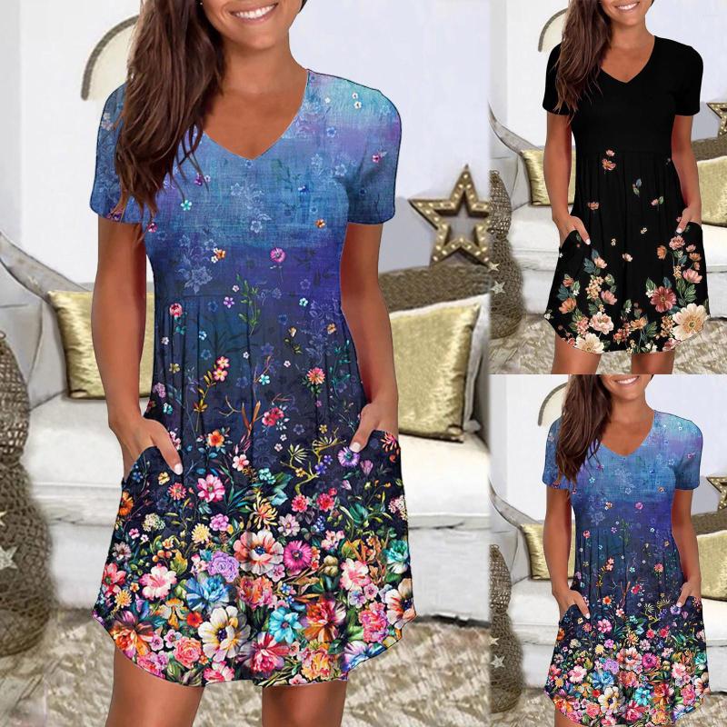 Casual Dresses Summer For Women 2023 Floral Printed Sundress V Neck Short Sleeve Pockets Loose Dress Sexy Beach Female Vestido, Black
Casual Dresses Summer For Women 2023 Floral Printed Sundress V Neck Short Sleeve Pockets Loose Dress Sexy Beach Female Vestido, Black