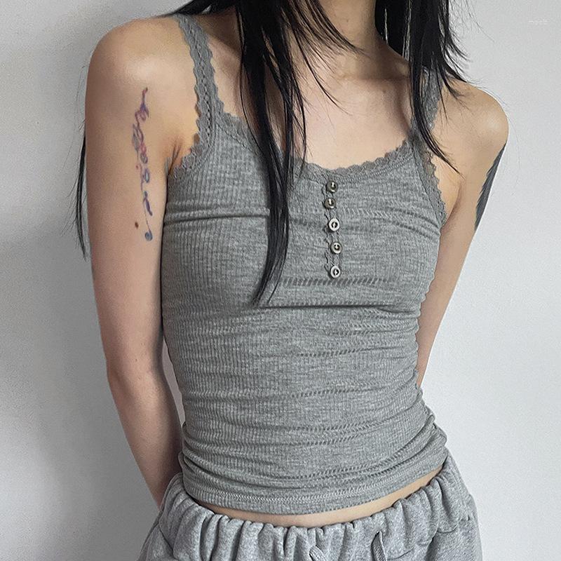 Women' Tanks Y2k Knitted Crop Top Lace Trim V Neck Button Mini Vest Women Cute Basic Camis Harajuku Grey Sweats Chic Aesthetic Korean Tee, As shown 2
Women' Tanks Y2k Knitted Crop Top Lace Trim V Neck Button Mini Vest Women Cute Basic Camis Harajuku Grey Sweats Chic Aesthetic Korean Tee, As shown 2
