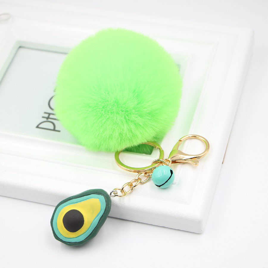 Key Rings Hot selling geometric fruit serve avocado plush decorative bag pendant women's key chain G230525