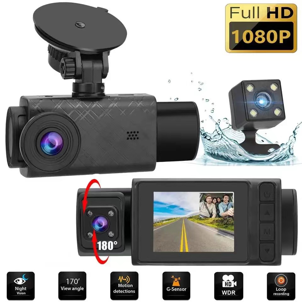 2 Inch HD 1080P 3 Lens S11 Car DVR Video Recorder Dash Cam 130 Degree Wide Angle Ultra Resolution Front Interior with Rear Camera Motion Detection