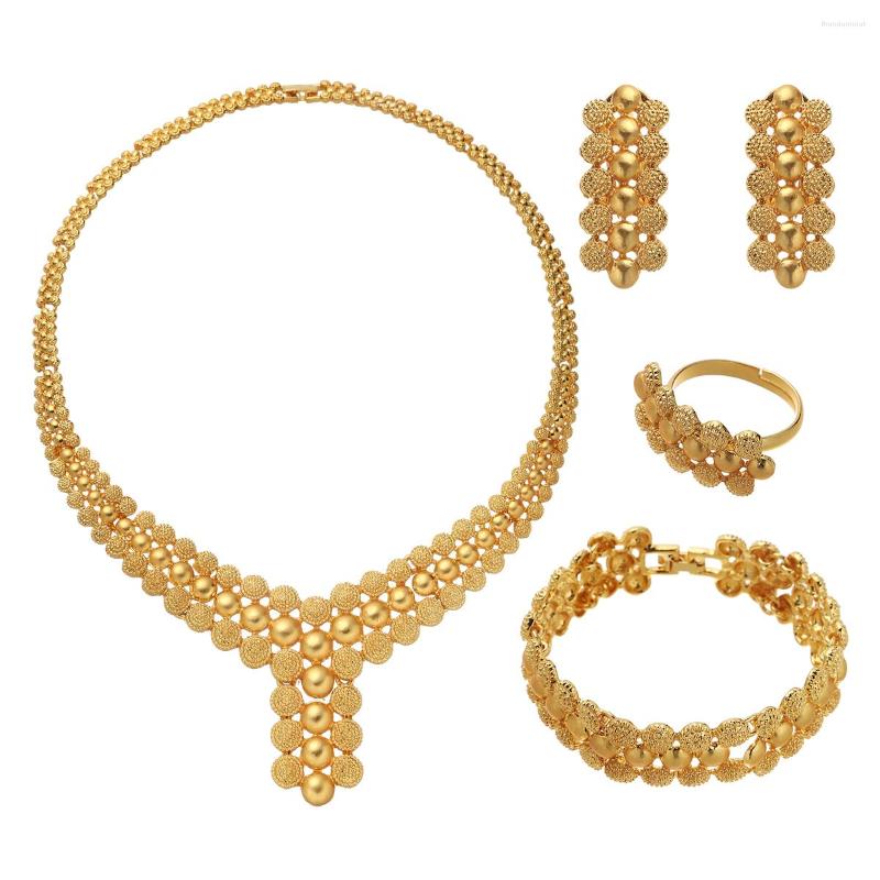 Necklace Earrings Set African Gold Color For Women Accessories Wedding Bridal Pendant Ring, Picture shown
Necklace Earrings Set African Gold Color For Women Accessories Wedding Bridal Pendant Ring, Picture shown
