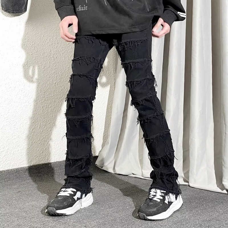 Men's Jeans Grunge Clothes Y2K Streetwear Stacked Slim Jeans Flared Pants Men Black Hip Hop Straight Women Long Trousers Pantalon Homme 230524