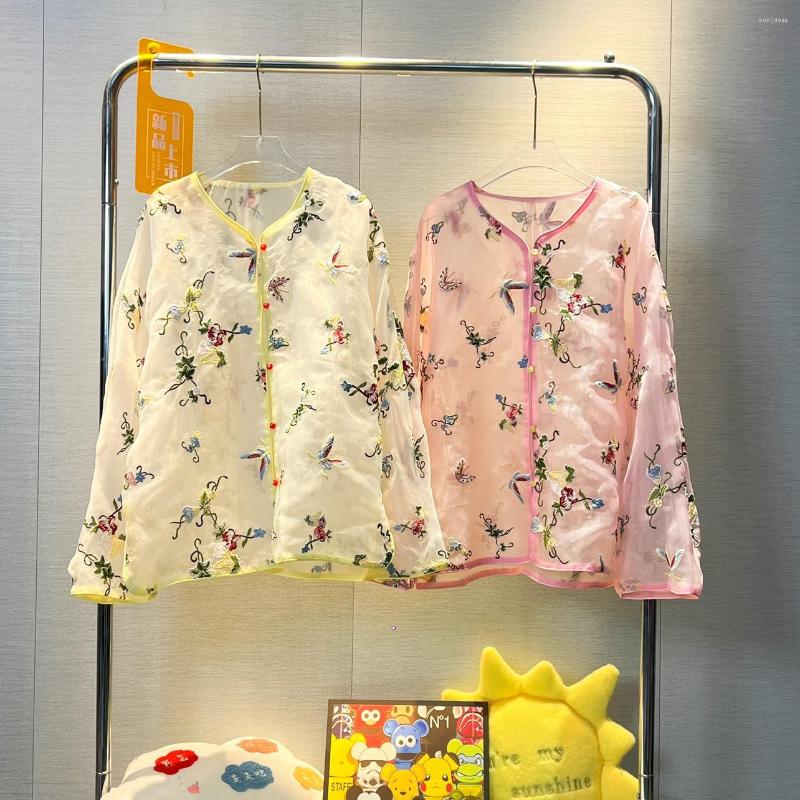 Women's Jackets Elegant Organza Sunscreen Shirt Women Vintage Design Thin Blouse Patchwork Embroidery Long Sleeve Clothing, Pink
Women's Jackets Elegant Organza Sunscreen Shirt Women Vintage Design Thin Blouse Patchwork Embroidery Long Sleeve Clothing, Pink