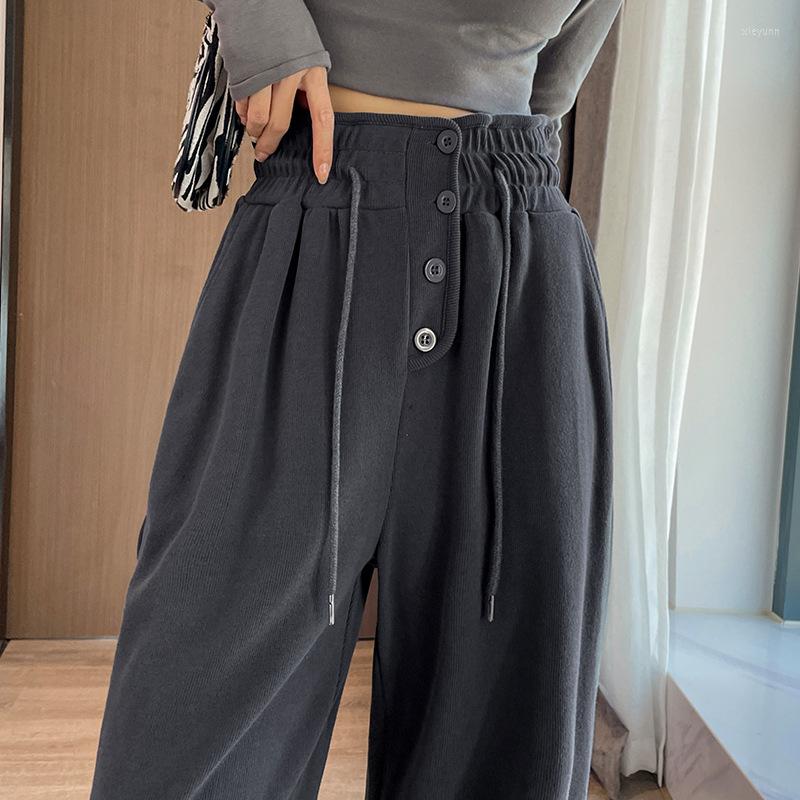 Women's Pants European American Single-breasted Sports Women's 2023 Spring High-waisted Drawcord Loose Bound Harlan, Black
Women's Pants European American Single-breasted Sports Women's 2023 Spring High-waisted Drawcord Loose Bound Harlan, Black