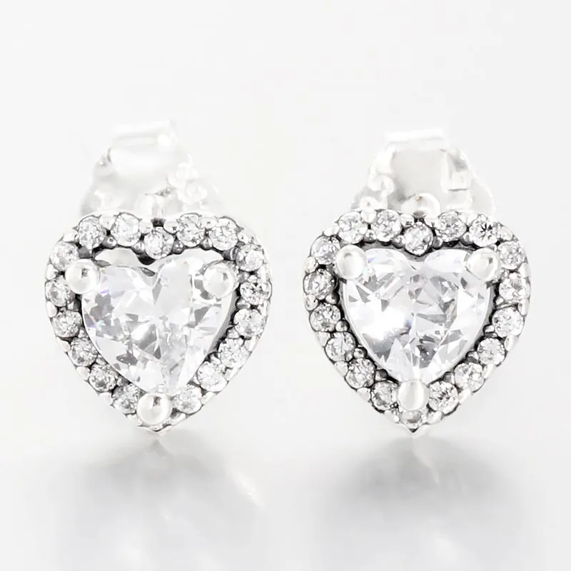 Luxurious Highlighted Heart Shape Earrings in 925 Sterling Silver - Perfect Glamour Addition for Your Wedding Day Attire