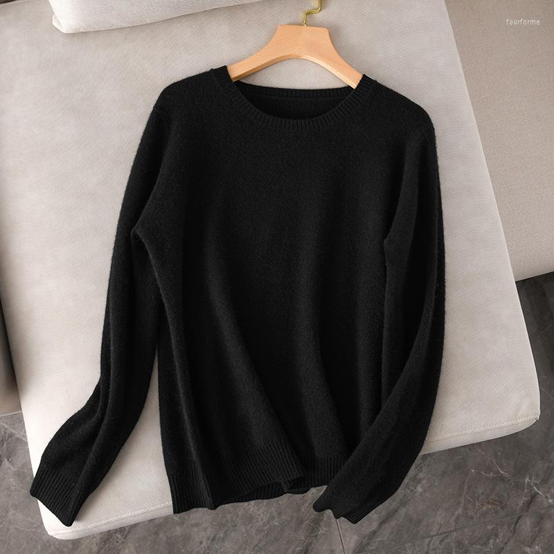 Women's Cashmere Wool Knitted Pullover Sweater Crew Neck Elegant Long Sleeve Casual Jumper For Autumn Winter B4